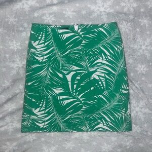 Talbots Green Leaf Print Pencil Skirt